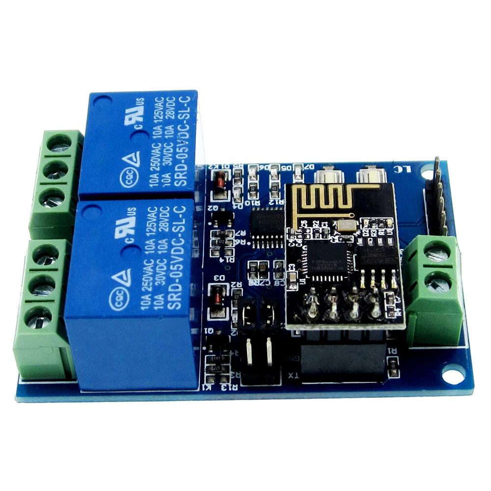 

10 шт. 5 В ESP8266 ESP-01 2-канальный релейный модуль Wi-Fi 2-канальный релейный модуль для умного дома IOT
