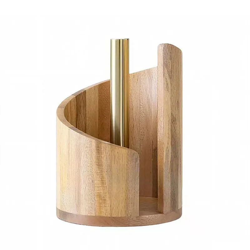

Wooden Tissue Holder Desktop Circular Home Office Roll Paper Storage Rack Storage Tissue Holder Restaurant Roll Paper Rack