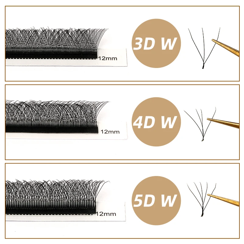 Quewel W Shape 3D 4D 5D Premade Volume Easy Fans Nature Soft Light Individual Lashes Clover Bloom False Eyelashes Extension