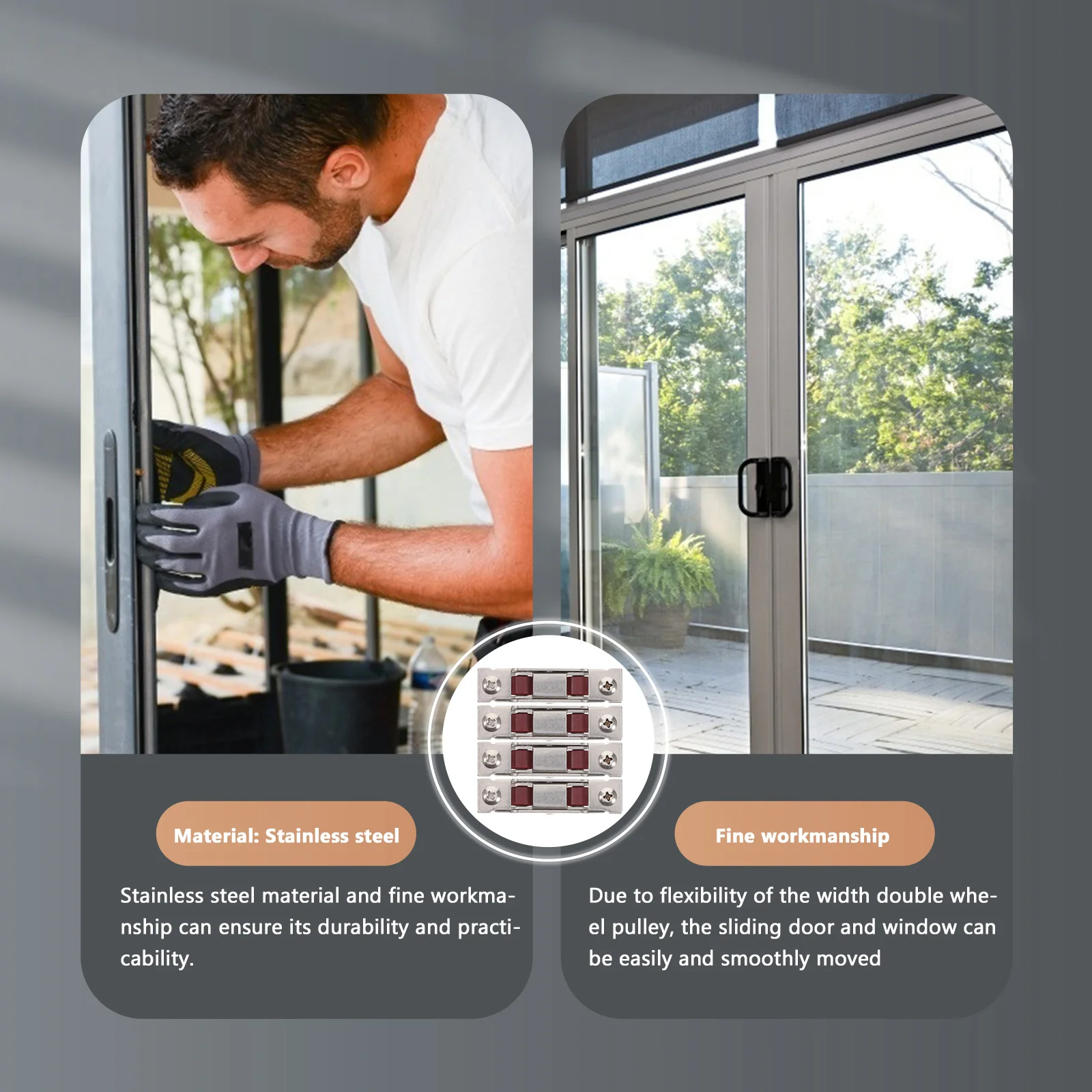 

4Pcs Sliding Window Track Rollers Width Double Wheel Pulley Stainless Steel Sliding Door Sash Pulley Smooth Durable