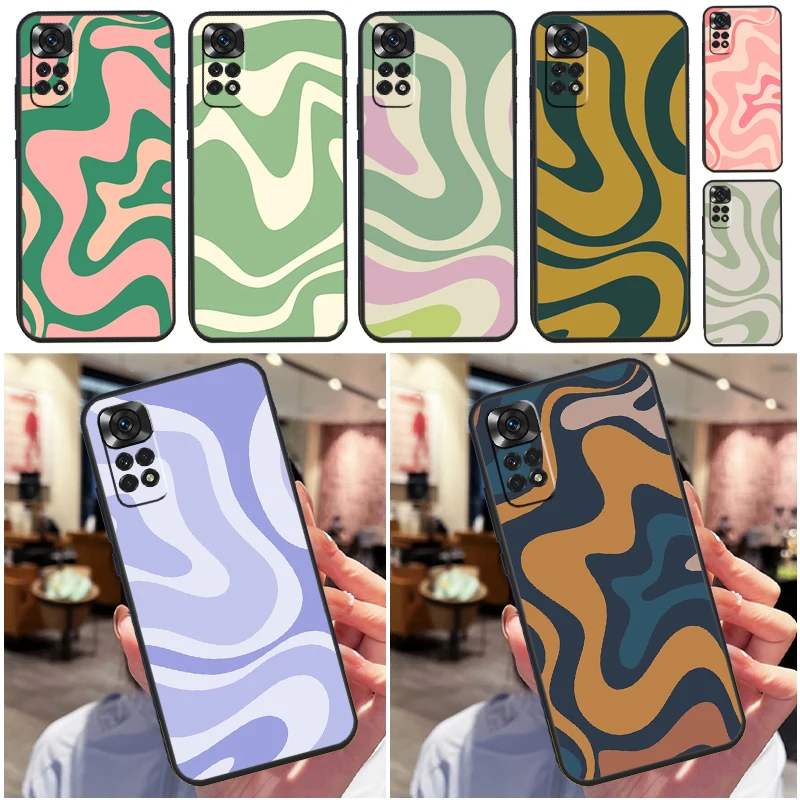 Liquid Swirl Abstract Beige Sage Green Case For Xiaomi Redmi Note 10 11 9 8 12 Pro Note 9S 8T 10S 11S 10C 12C 9C 9T 10A Funda