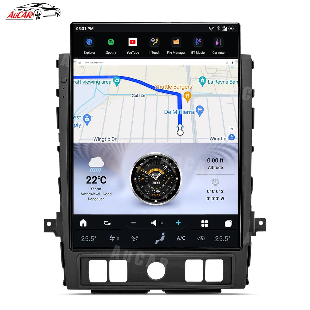 AuCar 15.6 Inch GPS Navigation Android Car Radio 13.0 Head Unit Car DVD Player For Nissan Titan 2020-2025