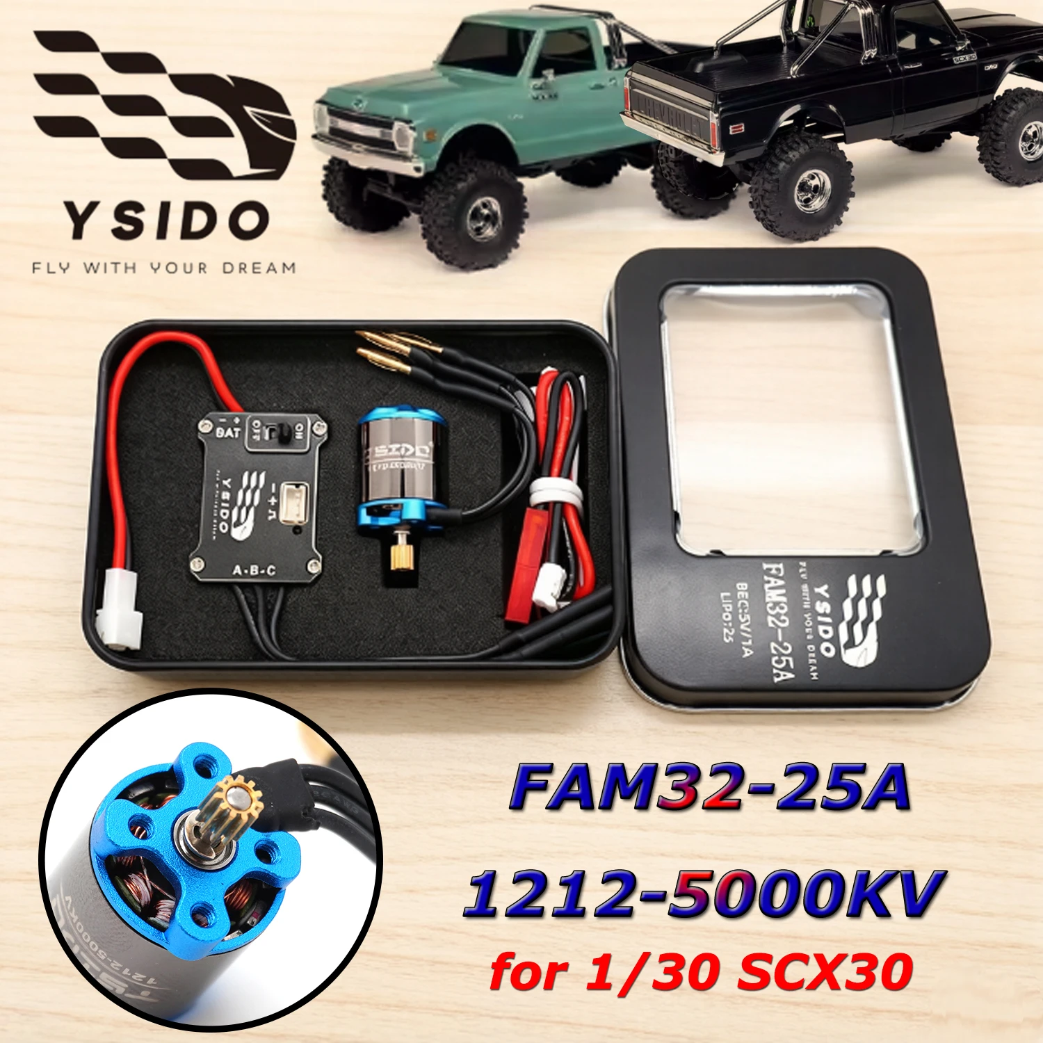 YSIDO FAM32-25A 1212-5000KV Outer-rotor Brushless Motor with ESC Combo for 1/30 RC Crawler SCX30 Cars Model Upgrade Accessories