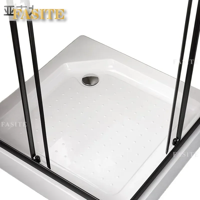 L-shaped Square Shower Room Bathroom Partition Glass Door Sliding Door for Toilet Bath Room Wet and Dry Separation with Base
