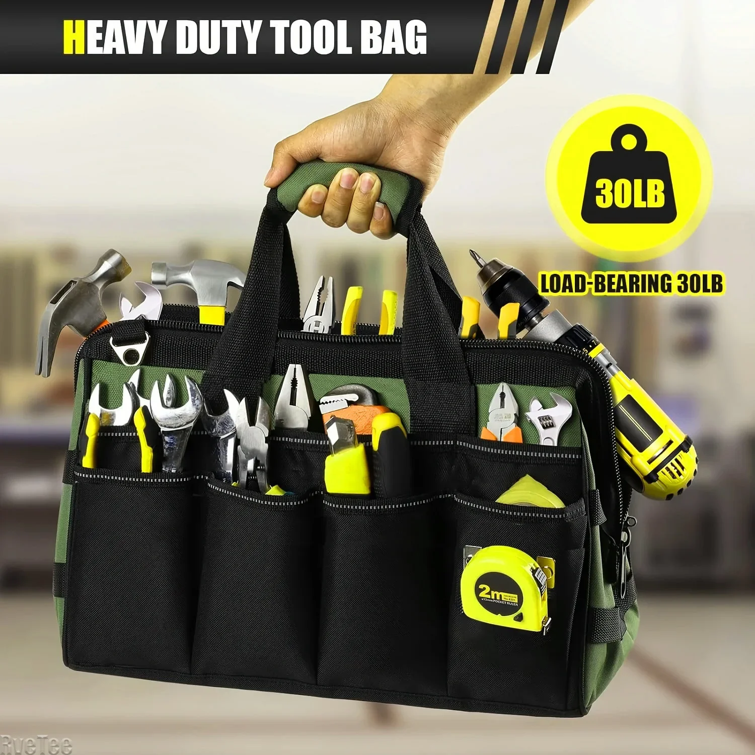 

Tool Bag 15-Inch 16-Pocket Organizer Storage with Adjustable Shoulder Strap for Electrician Tools Heavy Duty