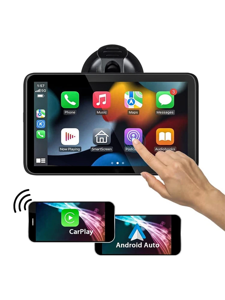 Lecteur vidéo de limitation d'autoradio universel, Carplay sans fil, navigation GPS, Android, Bluetooth automatique, écran tactile, 7 pouces