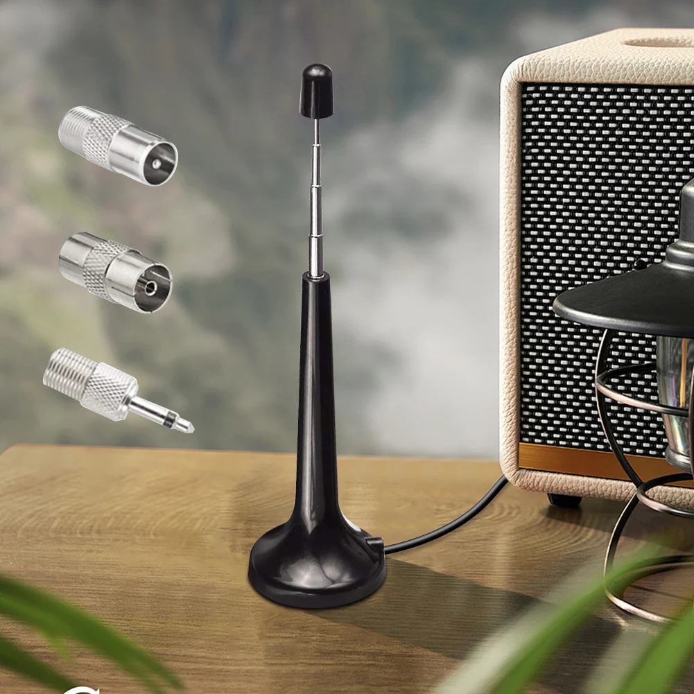 High Gains FM Telescopic Antennas with 3 Adapter DAB FM Antennas Indoor FM Radio Antennas for Household Digital FM Radio