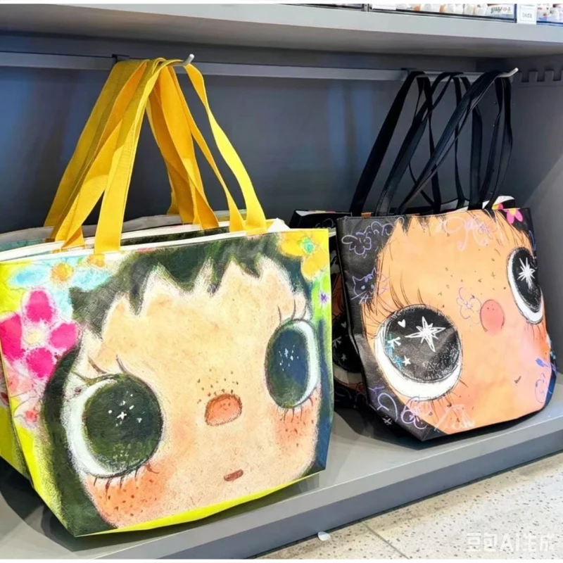 Star Eyes Cartoon Girl Print Umhängetasche, Damen-Einkaufstasche aus PVC mit großem Fassungsvermögen, leichte Einkaufstasche, Einkaufstasche für den Arbeitsweg – Detail 8