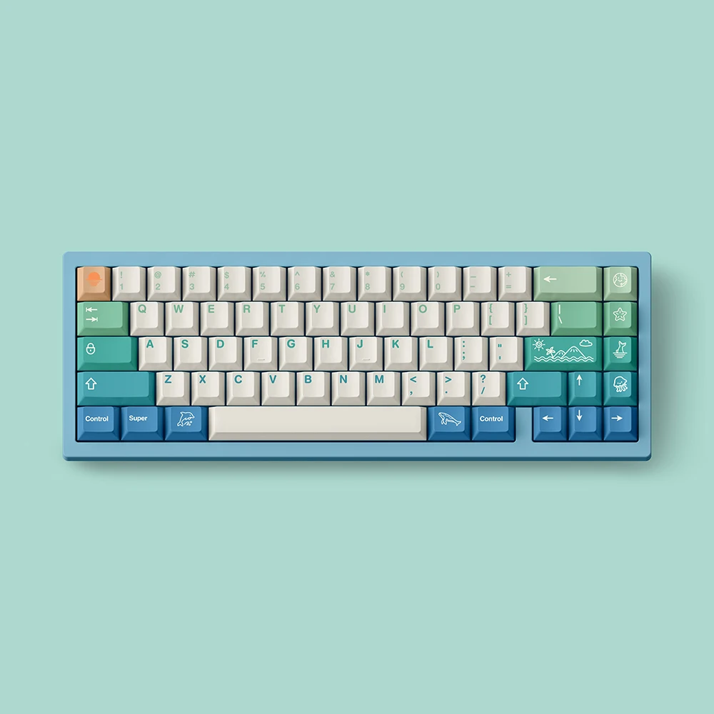 

FBB Original Sea Island R2 Keycap Cherry Profile PBT Dye-sublimation Custom Mechanical Keyboard Gradient Blue Minimalist Keycaps