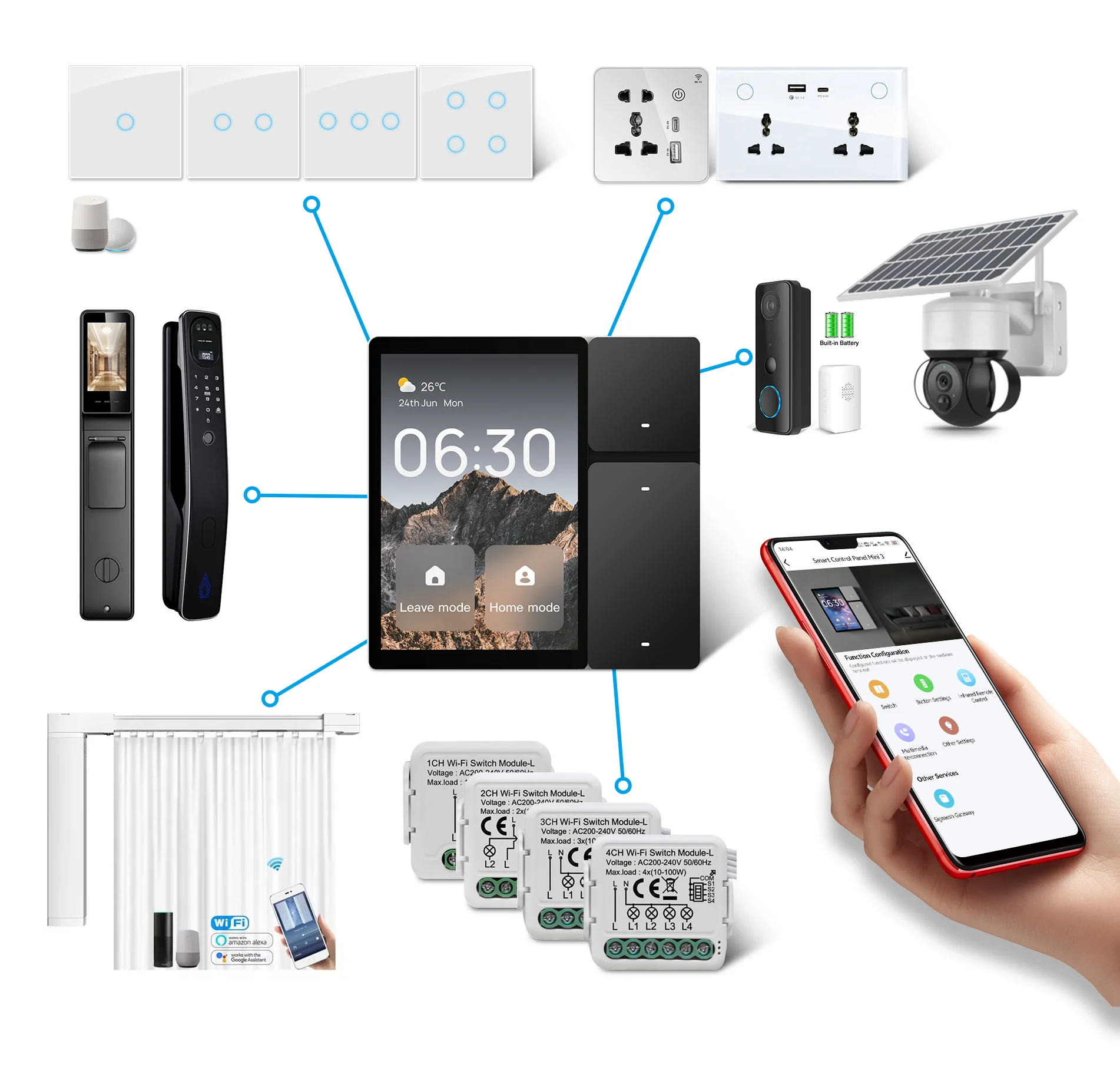 TUOAN WiFi Smart Home Central Control Switch with 100 Kinds Switches Curtains and Built in IR Blaster with Alexa Voice