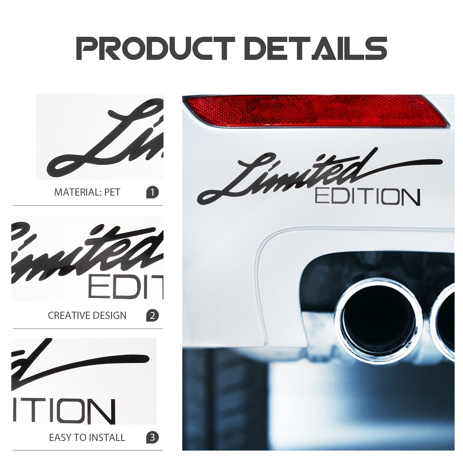 

5pcs Reflective Stickers Black 3 White 2 Sticker For Wall Decals Auto Body Mirror Wall Decor Pet Trucks