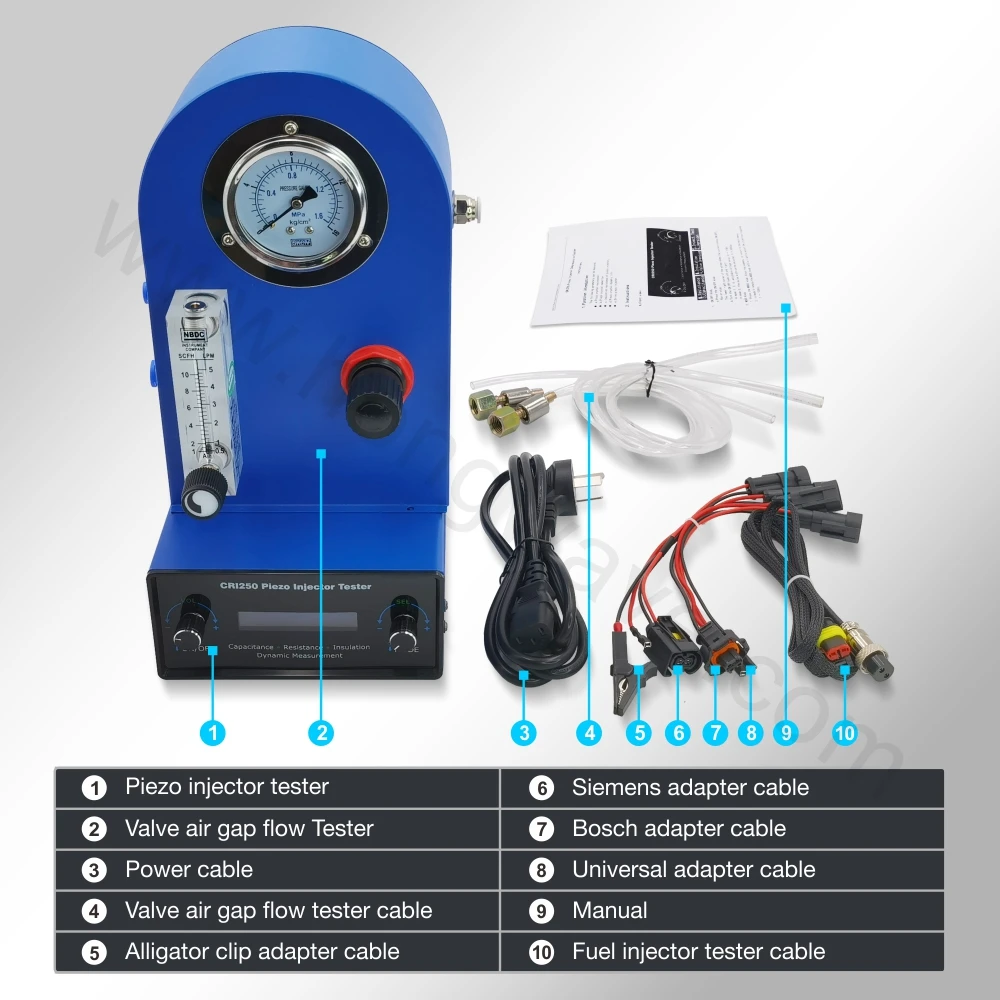 CRI250 Piezo Piezoelectric Injector Tester AHE Dynamic Lift Stroke Measuring Instrument With Flow Meter For Siemens Piezo