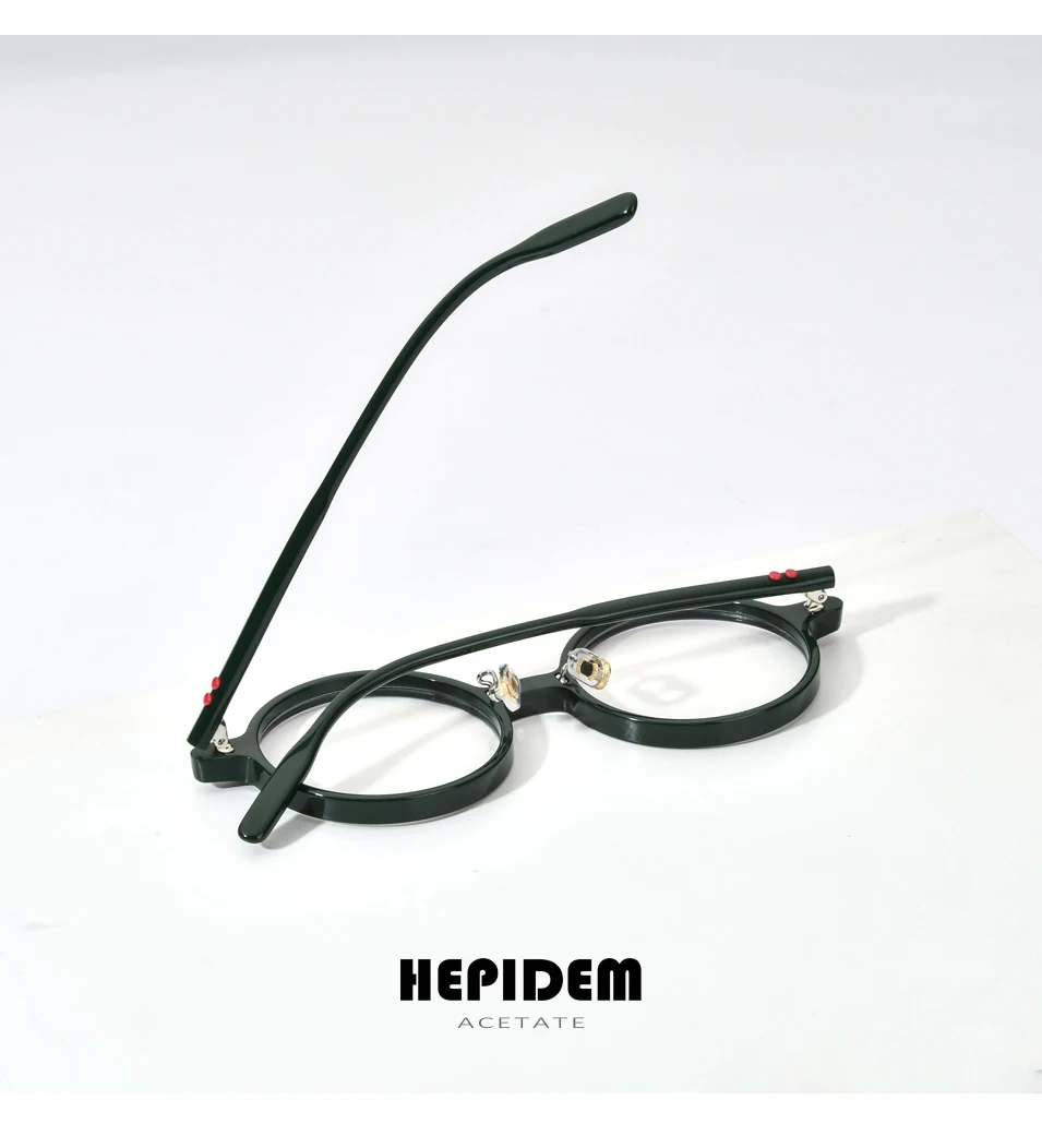 HEPIDEM Acetat Brille Rahmen Männer Marke Designer Runde Frauen Nerd Brillen japanische handgemachte Brille Vintage Brillen 9158 – Detail 2