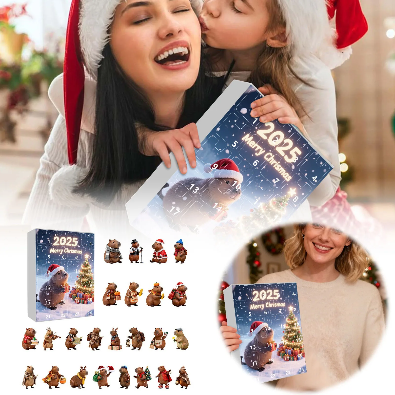 2D الاكريليك جرذ الأرض نمط تقويم القدوم قلادة حلية 24 يوما عيد الميلاد العد التنازلي التقويم معلقة هدية عيد الميلاد