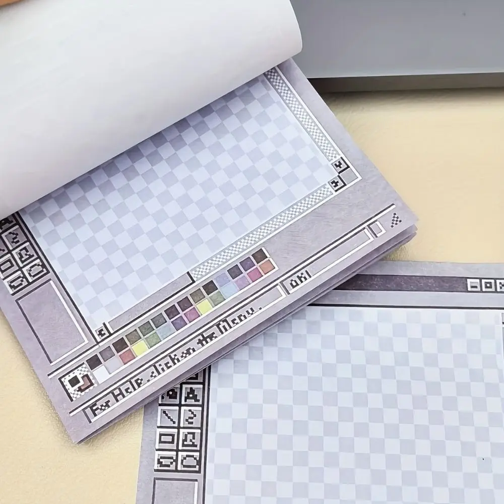 250-Sheet Creative Retro Sticky Notes Computer Drawing Board Unique Sticky Notepad Square Daily Planning Tips Students