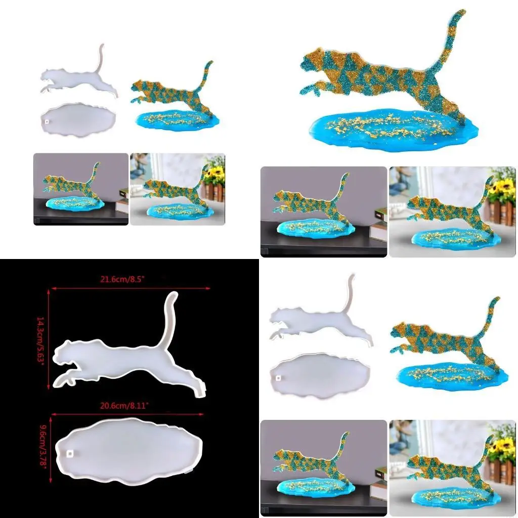 Fashion Silicone Moulds Niche Running Leopard Silicone Epoxy Resin Mould Animal Ornaments for DIY Handmade Lover