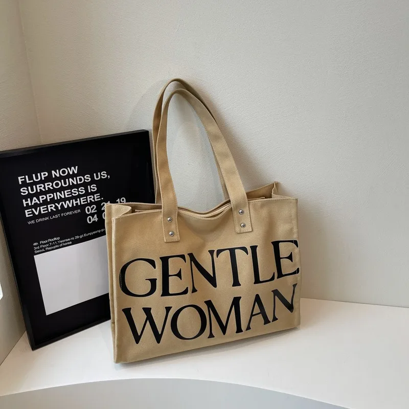 

2025 New Women's Canvas Tote Bag Minimalist Bohemian Design Large Capacity Stylish Shoulder and Crossbody Bag for Commute