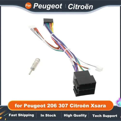 Imagen 2 del producto Adaptador de arnés de cableado de Radio, decodificador de Bus CAN, enchufe de 16 pines a conector ISO, Cable Android para coche para Peugeot 206 207 307