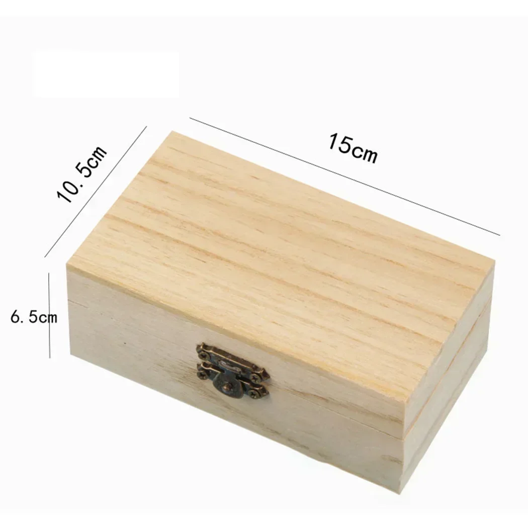 Scatole portaoggetti quadrate in legno con cerniera in legno semplice Scatola regalo artigianale Contenitore di stoccaggio semplice antipolvere con custodia per gioielli con serratura