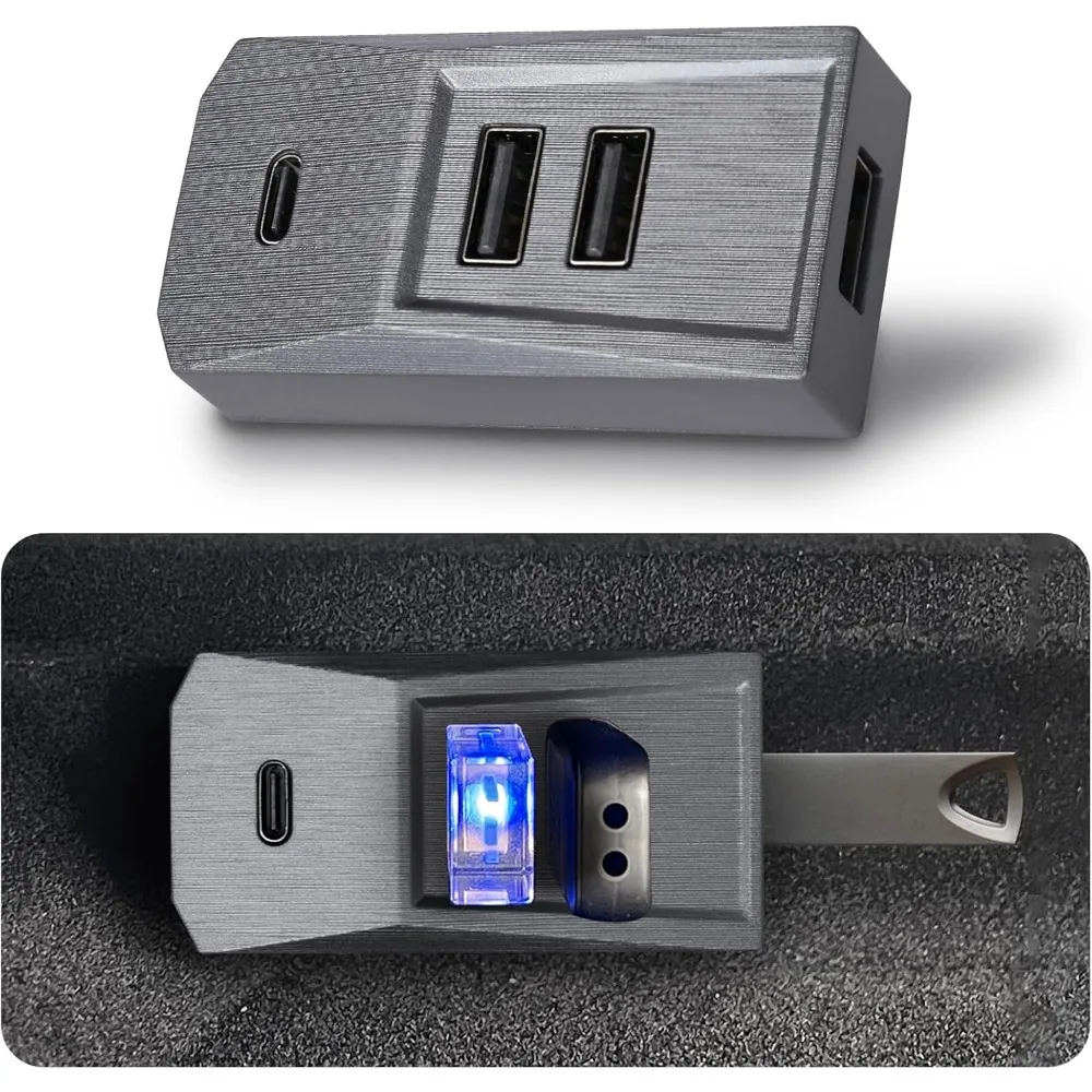 

Glovebox USB Hub for Tesla New Model Y Launch Juniper 2025 Model 3 Highland 2024 Type-C Port Splitter Docking Station Data