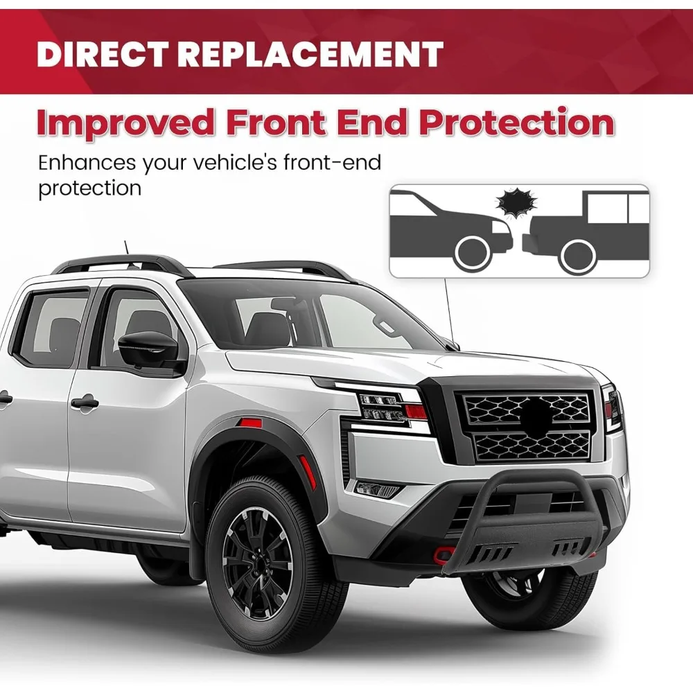 شريط الثور متوافق مع 2022-2025 نيسان فرونتير 3 الملمس الجبهة دفع بار الوفير شواء الحرس فرشاة الحرس الصلب الأسود