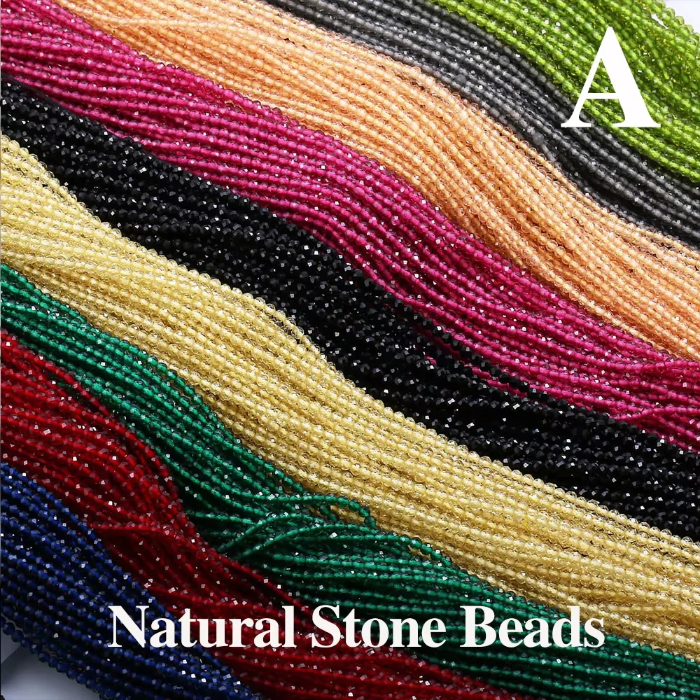 Natursteinperlen, 10 Stränge, 2/3 mm, runde, lose Distanzperlen für Schmuckherstellung, handgefertigte DIY-Armbänder, Halsketten-Zubehör