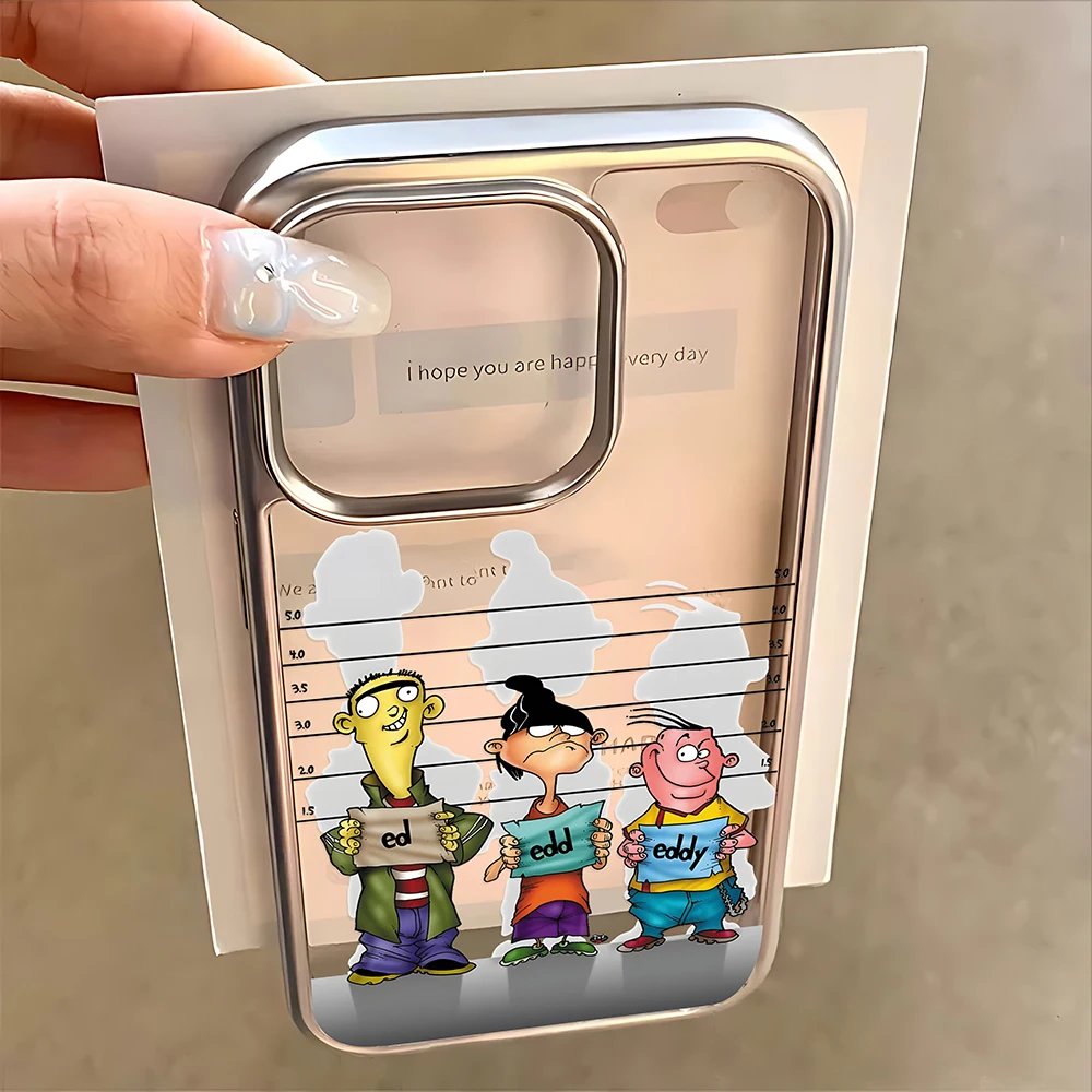 حافظة هاتف كارتونية E-Ed Edd N Eddy لهاتف آيفون 16 15 14 13 12 11 Pro Max X XR XSMAX 8 7 Plus غطاء خلفي ناعم وواضح فاخر #6