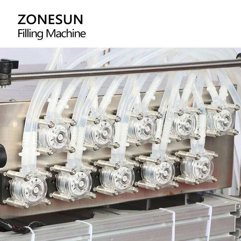 

ZONESUN 10 Diving Heads Liquid Filling Machine Peristaltic Pump Vial Tube Chemical Agents Medical With Conveyor ZS-DTPP10D
