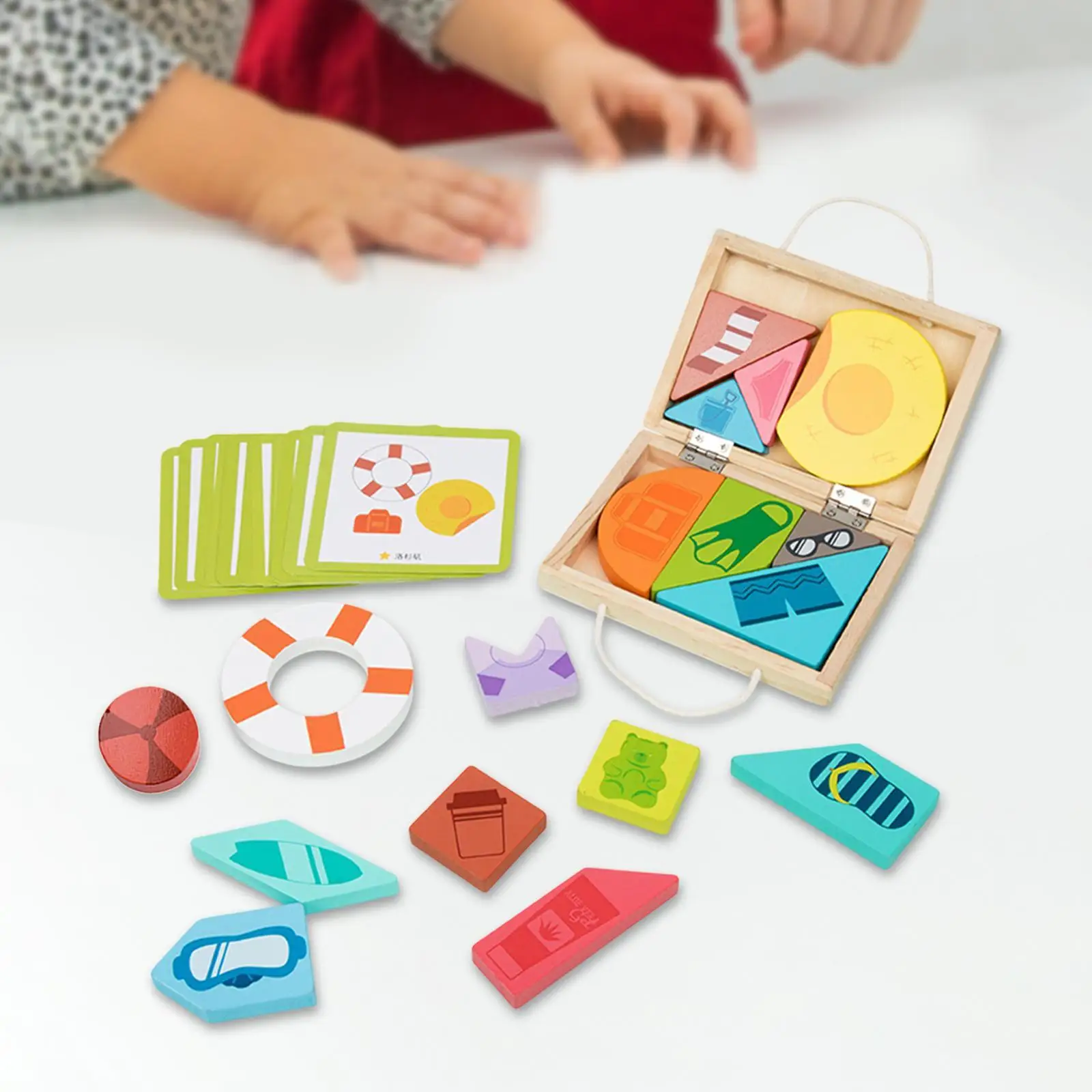 

Wood Shapes Puzzle Block Development Toy Kids Board Game Jigsaw Shapes Games Pattern Block Shape Matching Toy for Birthday