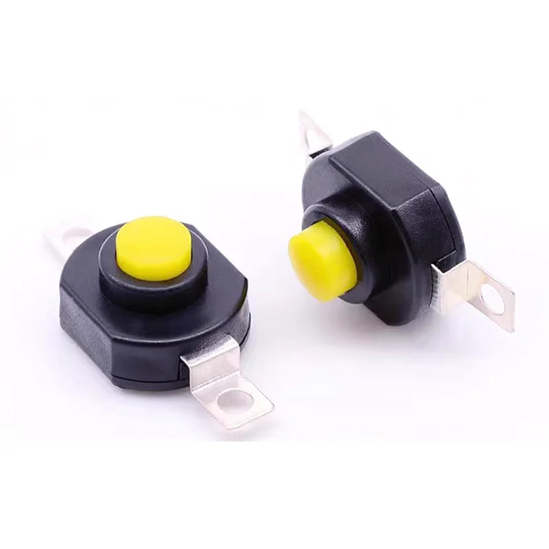 Push button switch Yellow head self-locking one open one off 12*14 patch flashlight switch Vacuum cleaner switch YT-1412-KD