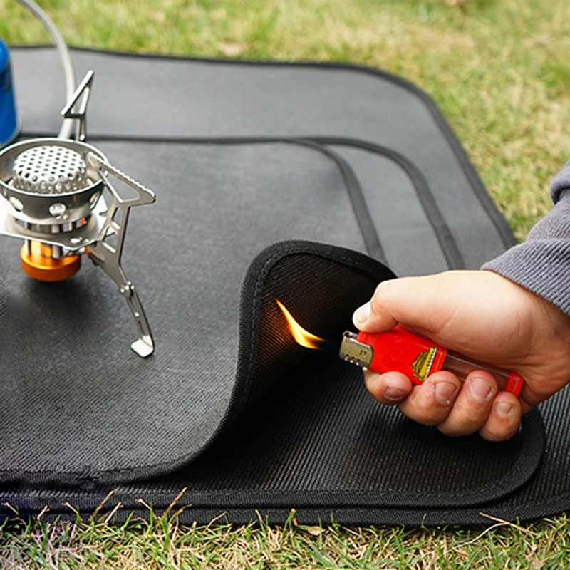 Outdoor Camping Fireproof Cloth, Picnic Barbecue, Flame Retardant Protective Mat, Silicone Coated Grill Mat, BBQ Equipment