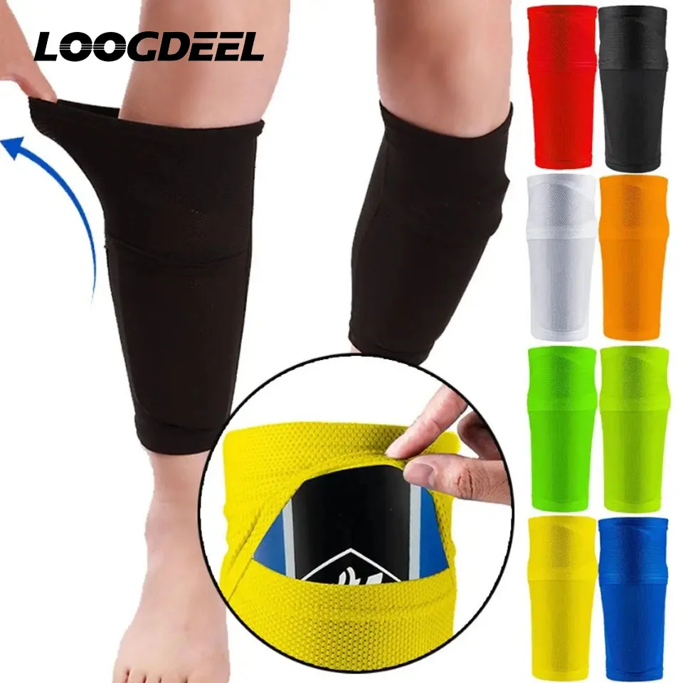 Loogdeel 1 Pair Sports Safety Shin Pads Sleeves Football Shin Holder Instep Socks Nylon Leg Guard Sleeves for Kids Boys Men