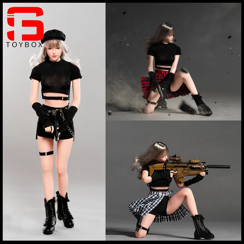 In Stock CHILI TOYS CL001 1/6 Female Short Sleeve Top Pleated Skirt Set Clothes Model fit 12-inch TBL Soldier Action Figure Body