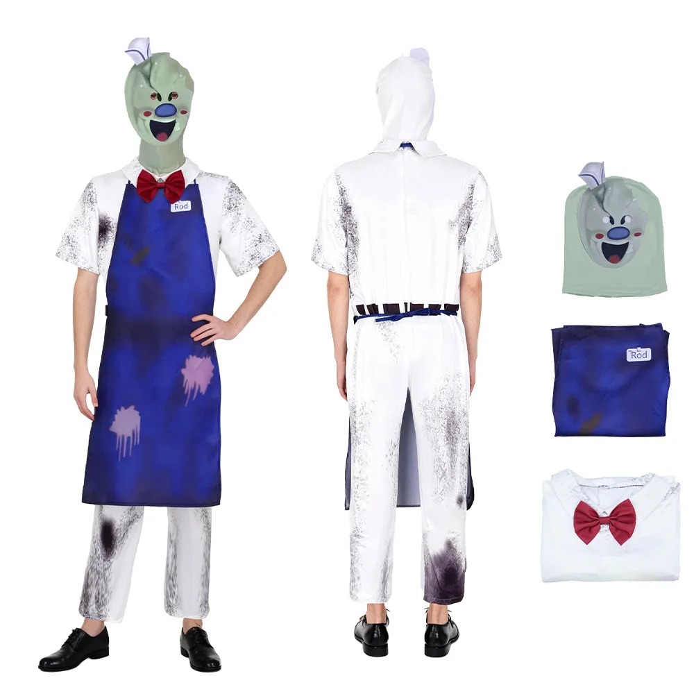

Adult Child Masquerade Halloween Party Horror Game Ice Scream Rod Jumpsuit Apron Costume