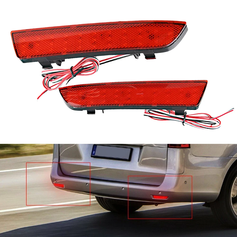 

2pcs For Mercedes-Benz W447 Vito 2014-2021 OEM#:A4478260140 Rear Bumper Reflector LED Brake Stop Light Red Smoke Lens