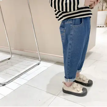 Baby Unisex Loose Jeans 5 Baby Boy Girl Loose Jeans New Fashion Korean Style Casual Solid Color Jeans Spring Autumn Children's Denim Pants For 1-7 Years 5