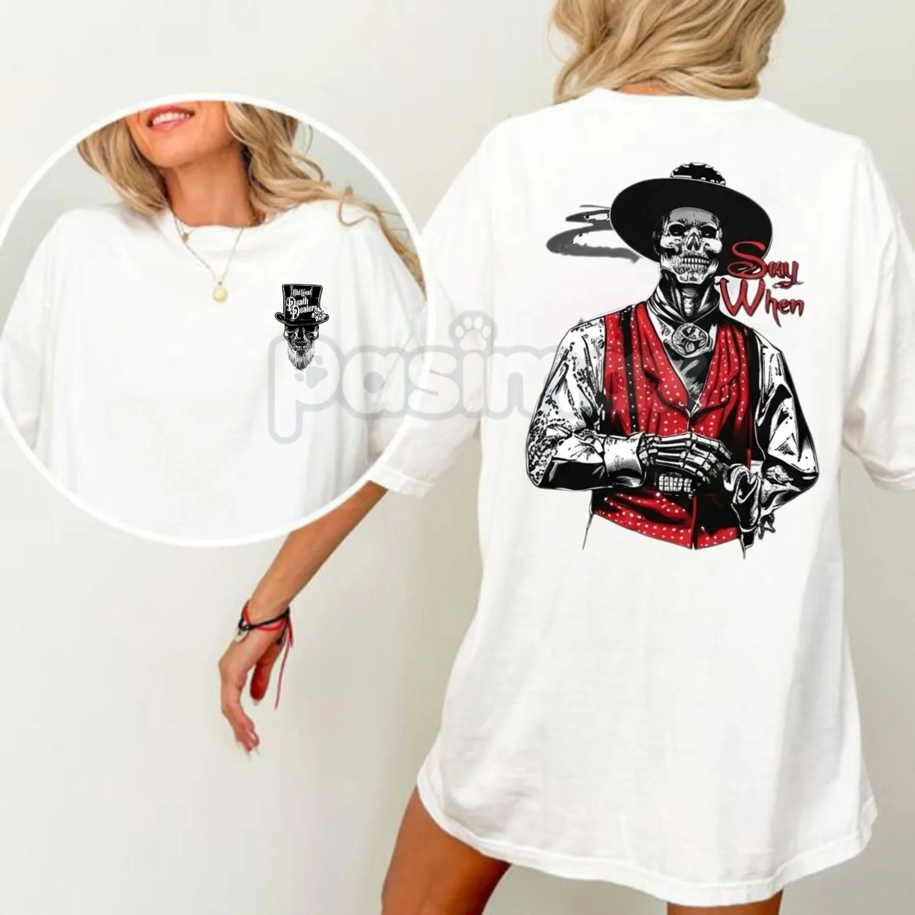 Doc Holliday Zombie _Say When_ Western Tee الراقية الفاخرة لكل من الرجال والنساء أفضل Y2k الصيف الساخن بيع #3