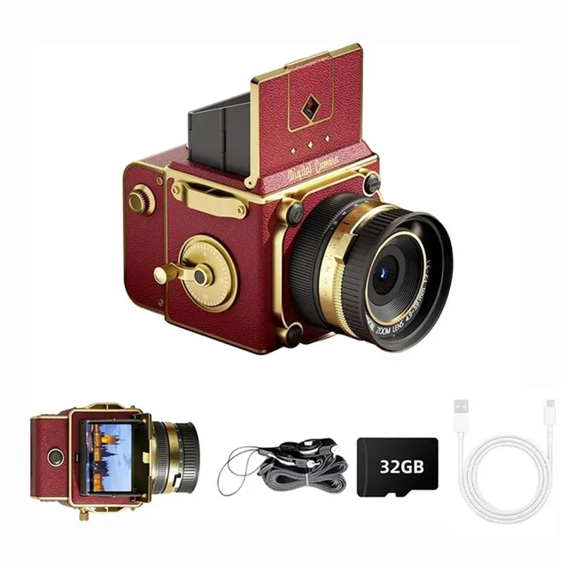 

[LXYA68Z!] Retro Digital Camera 64MP CCD 2.7K Autofocus Vintage Design Featuring Built-In 32GB TF Card For Superior Photography