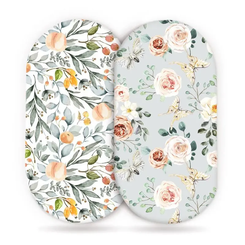 

Baby silk-printed fabric crib cover for baby cradle bed, soft and comfortable for skin contact, newborn cradle mattress cover