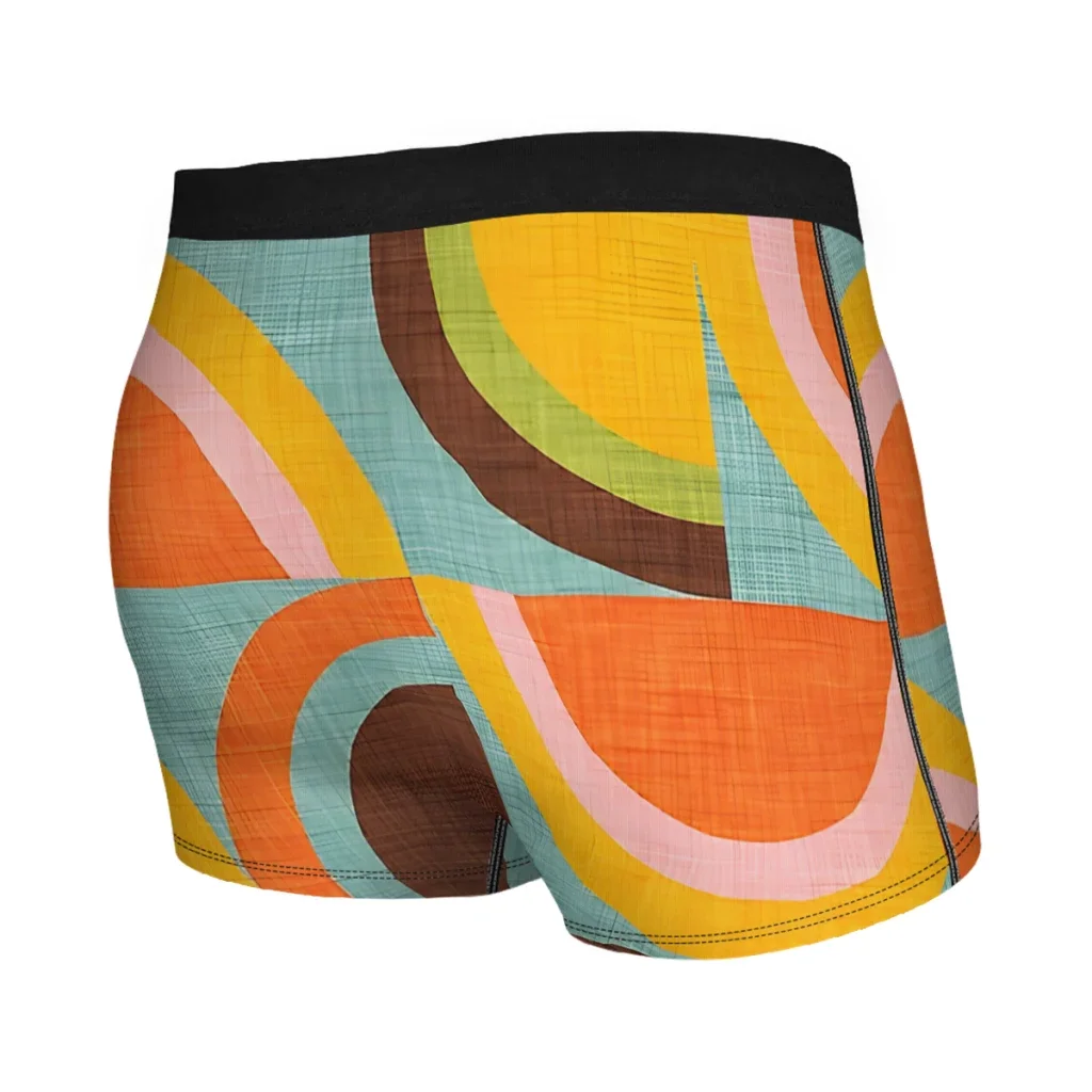 Mid Century Modern Geometry Man's Boxer Briefs Underpants Mid-Century Modern 70s Highly Breathable Top Quality Sexy Shorts Gift