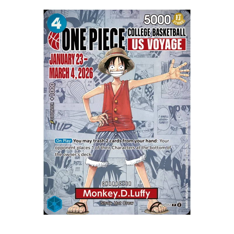 

Коллекционная лимитированная промо-карта DIY One Piece English Monkey D. Luffy Us Voyage College Basketball