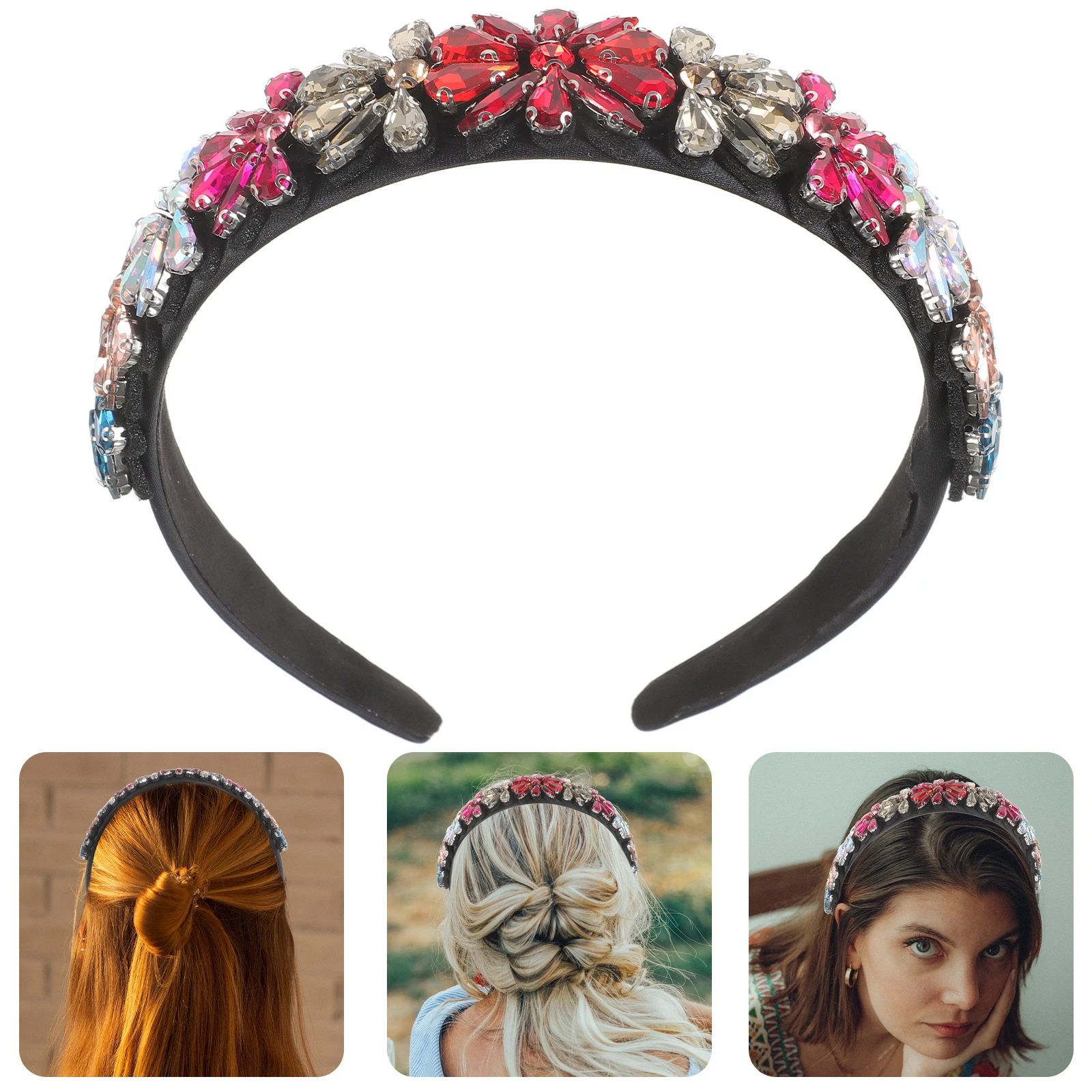 

Diamond Headband Girls Headbands Headdress Hair Rhinestone Acrylic Women Accessory Floral Hairband