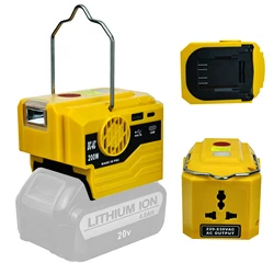 Inverter di potenza da 200W per batteria Dewalt da 20V a adattatore di alimentazione a onda sinusoidale modificata AC 120V/220V con luce di lavoro a LED porta USB di tipo C