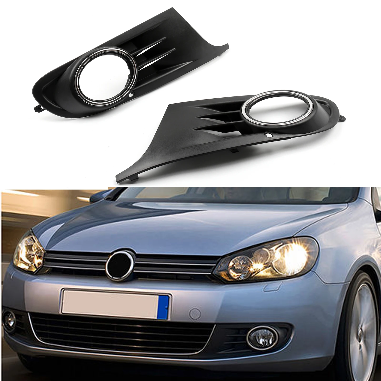 Artudatech For 2010-2014 VW MK6 Golf Jetta Sportwagen Open Vent Fog Light Grille Covers