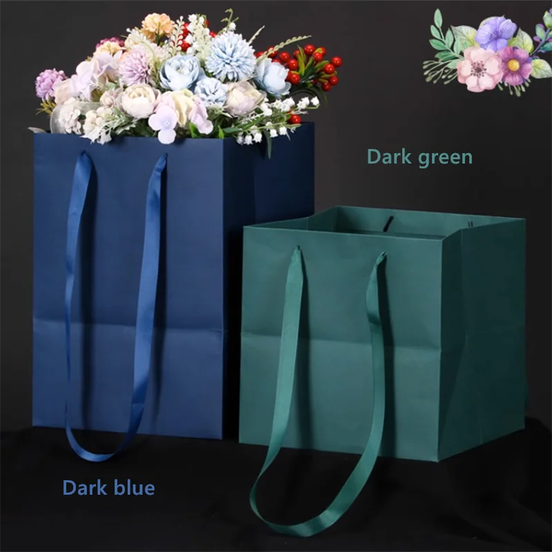 Portable Gift Bag Rose Flower Packaging Box Wedding Valentine's Day Birthday Party Gifts Flower Shop Wrapping Bag Cake Paper Bag