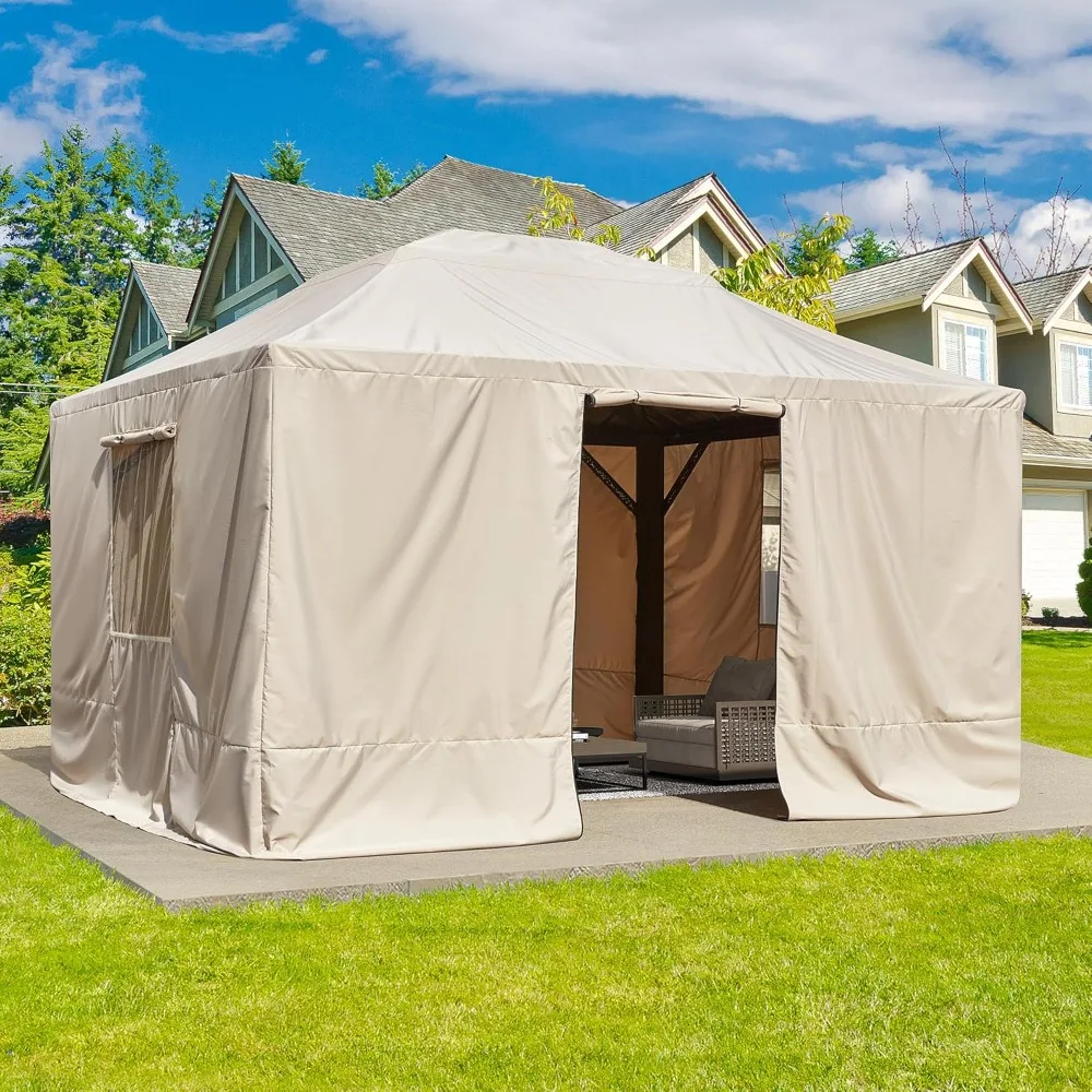 Winter Gazebo Cover for 10×13 Hardtop Gazebos,Transform Your Gazebo for Winter, with Mesh Screens and Doors and Windows