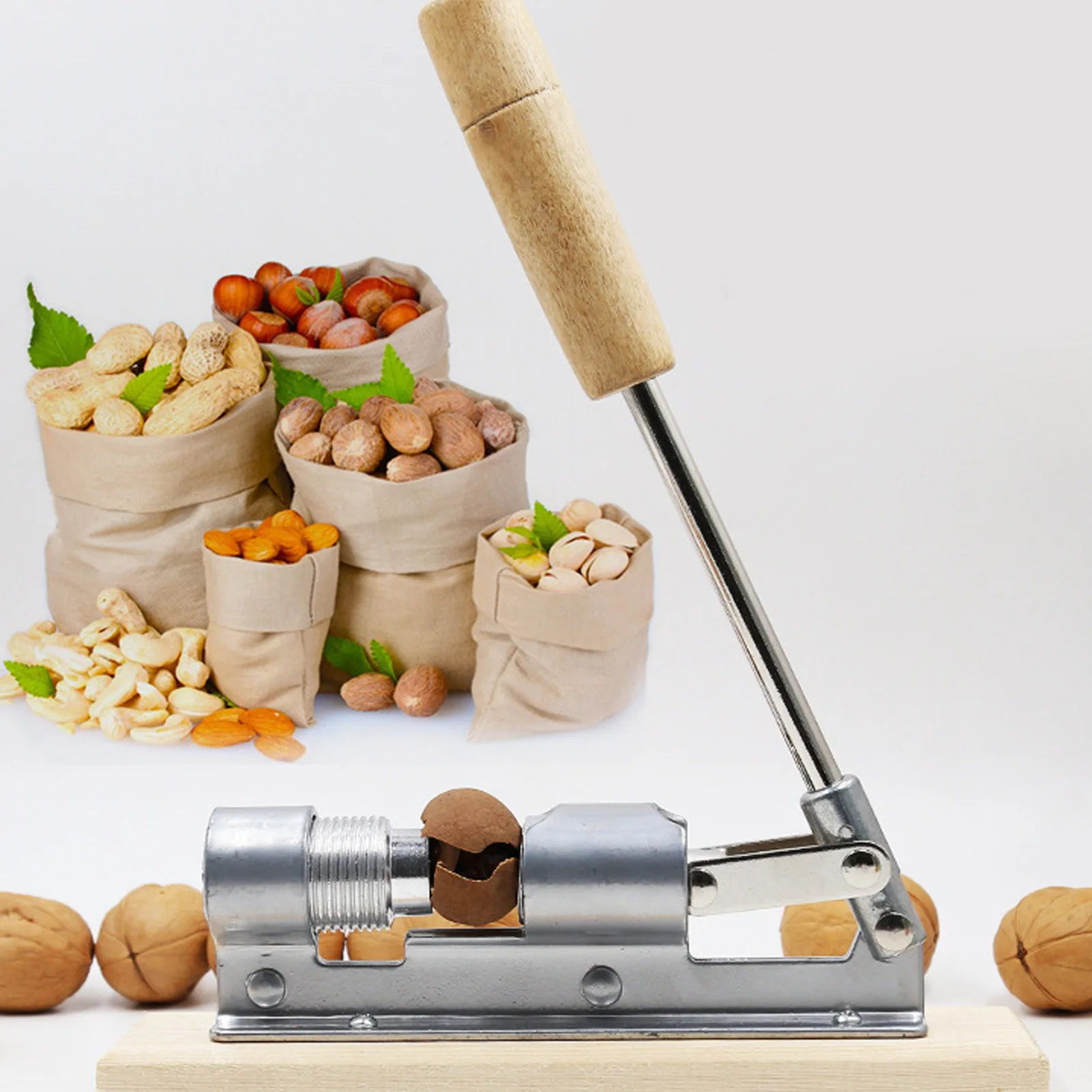 Manual Desktop Stainless Steel Nut Cracker Heavy Duty Mechanical Sheller Walnut Nutcracker Metal Opener Kitchen Clamps Tools