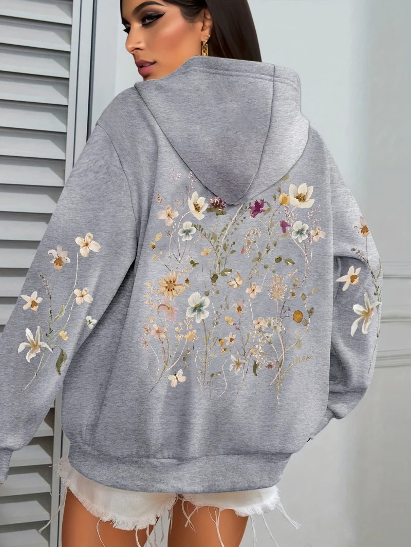 Sweat-shirt à capuche imprimé Floral pour femmes, élégant pour l'automne et l'hiver, vêtements décontractés et amoureux du Style naturel, vêtements de nouvelle marée