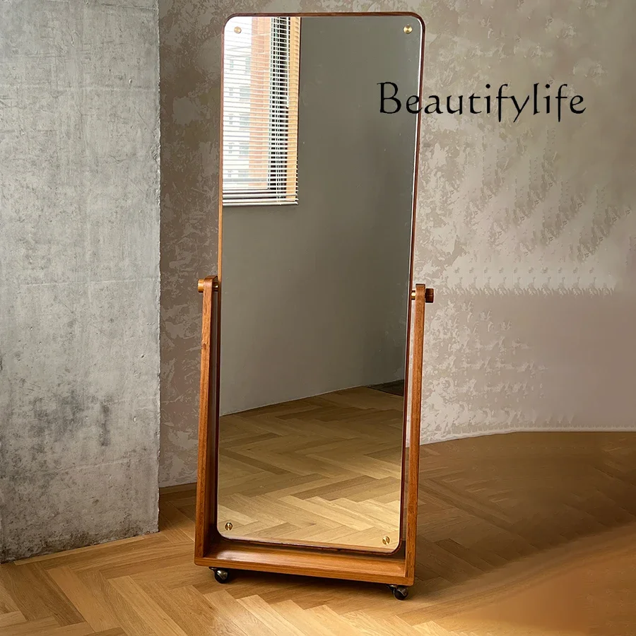 X Movable Rotating Full-body Mirror Nordic Solid Wood Double-sided Integrated Floor Mirror For Dressing Mirror