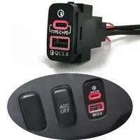 Cargador rápido de coche con doble USB y LED rojo, tipo C, PD, QC3.0, para Mitsubishi Outlander Lancer EX Pajero V73 V93 V97, 1 unidad